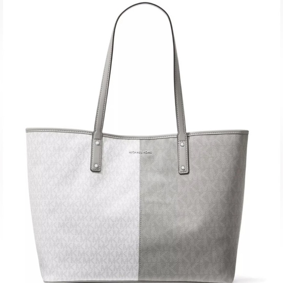 Michael Kors Signature Carter Large Open Tote Bright White Multi EUC - Picture 1 of 5